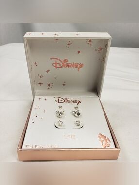 Disney Earring Set 3 pair studs Mickey Mouse Fine Silver Plated NWT